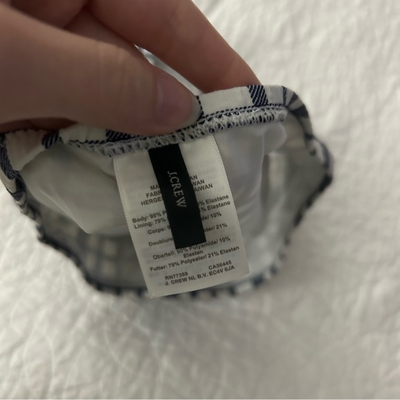 J. Crew Tie-front Underwire Top & High Waist Bottoms in Navy Blue Plaid Bikini - Picture 6 of 10